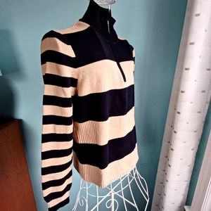 EUC Nine & Company 1/4 Zip Striped Sweater - Women's Size Small